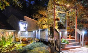 residential outdoor lighting in backyard. Electrical contractor Davidson Keen